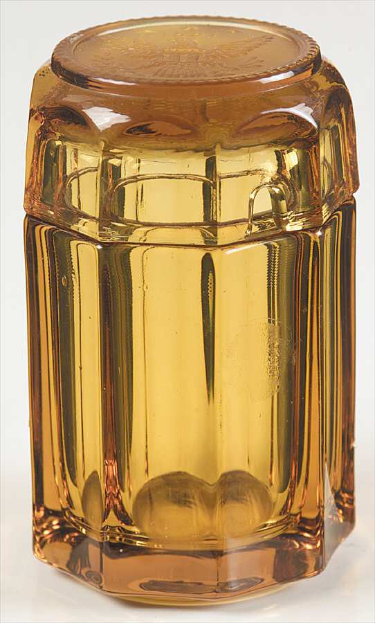 Coin Glass Amber Cigarette Holder & Ashtray Lid (Has Slot) by Fostoria-1