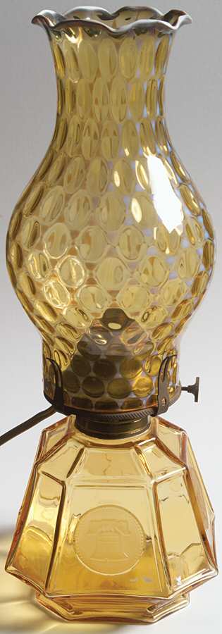 Coin Glass Amber Electric Globe Lamp for Coach by Fostoria-1