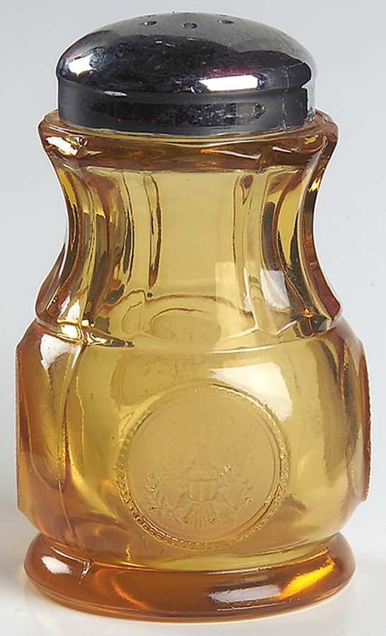 Coin Glass Amber Shaker with Metal Lid by Fostoria-1