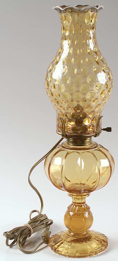 Coin Glass Amber Electric Patio Lamp with Globe by Fostoria-1