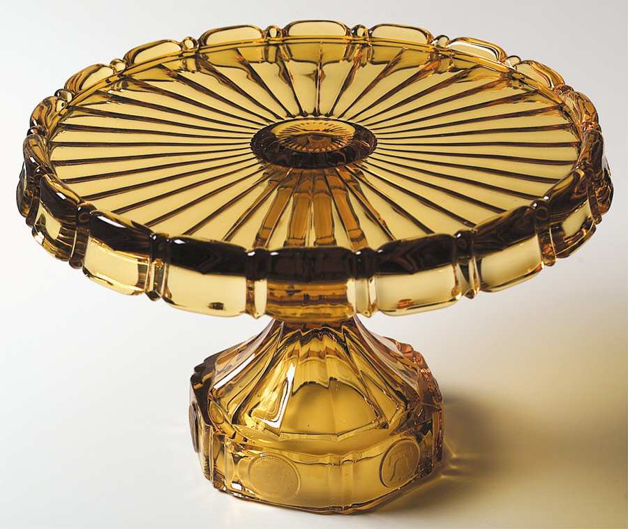 Coin Glass Amber Round Cake Stand by Fostoria-1