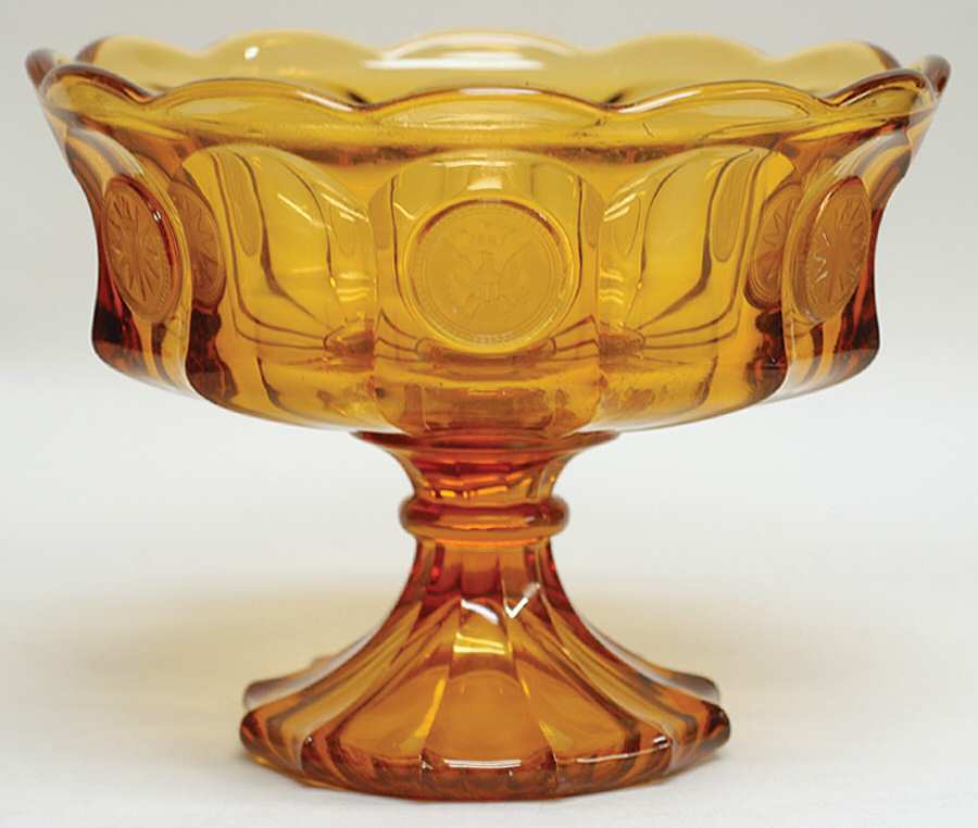 Coin Glass Amber Compote by Fostoria-1
