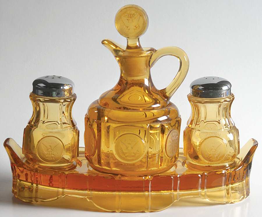 Coin Glass Amber (4 Piece) Condiment Set by Fostoria-1
