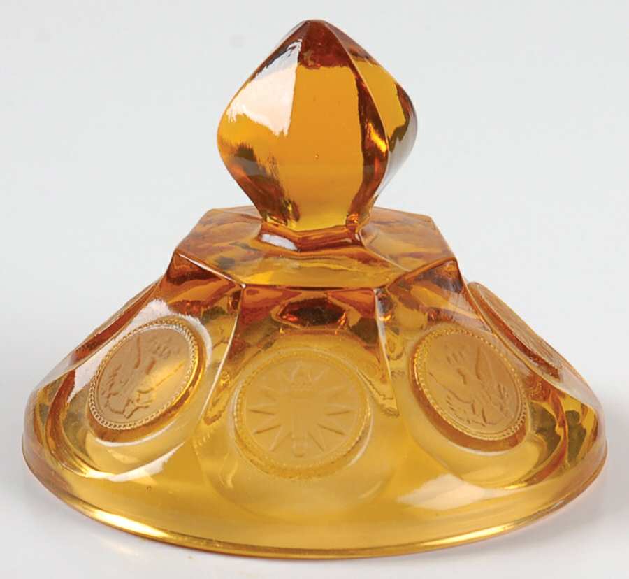 Coin Glass Amber Lid for Sugar Bowl by Fostoria-1