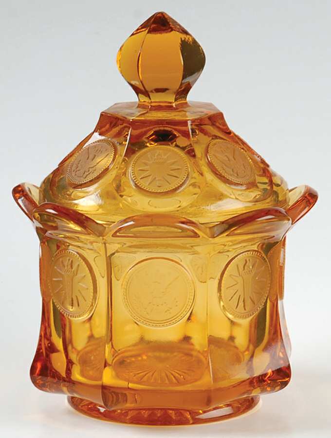 Coin Glass Amber Bowl Has Lip, Sugar Bowl & Lid by Fostoria-1