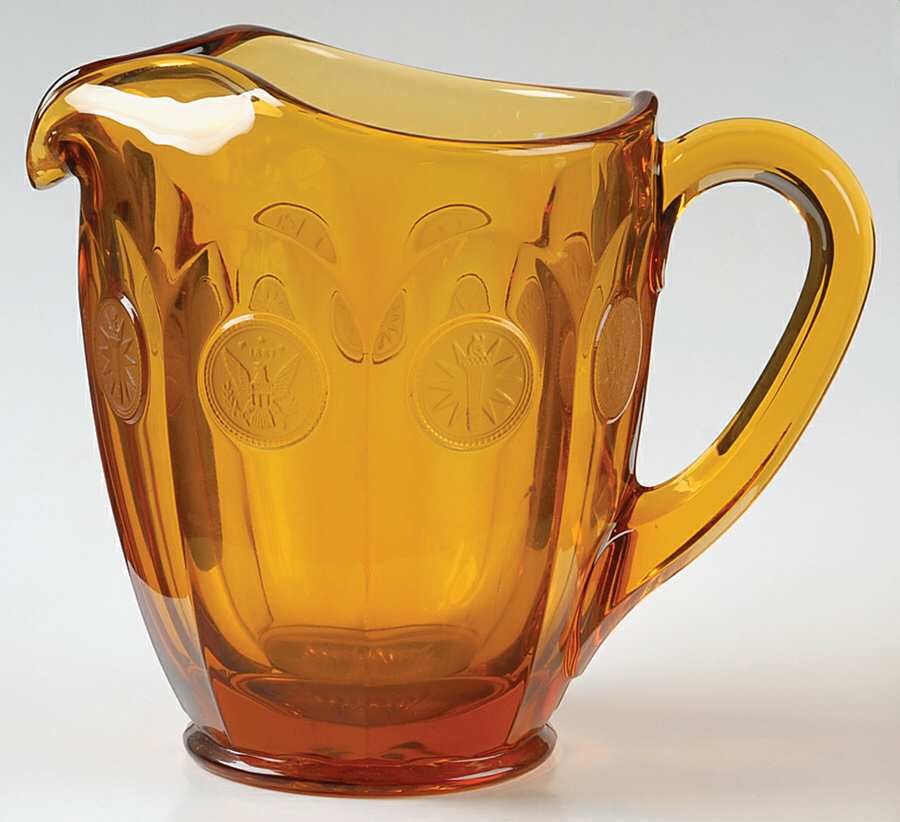 Coin Glass Amber 32 Oz Pitcher by Fostoria-1