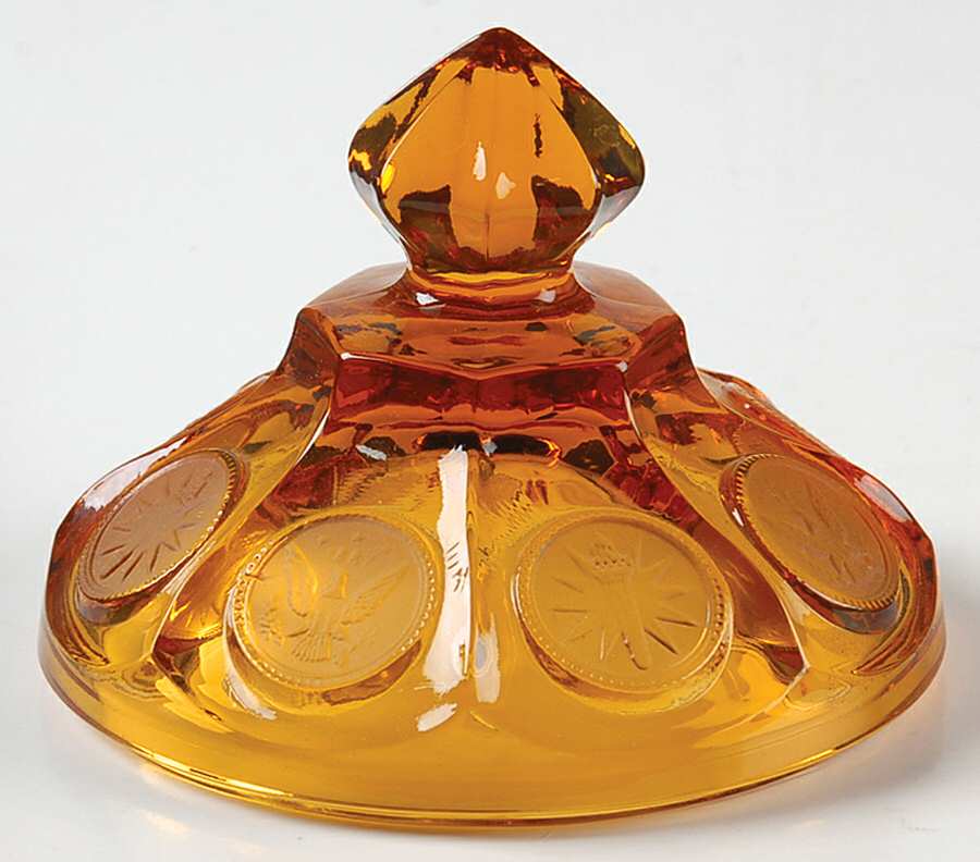 Coin Glass Amber Lid for Wedding Bowl by Fostoria-1