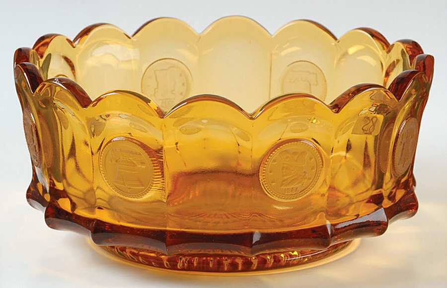 Coin Glass Amber 7" Round Bowl by Fostoria-1
