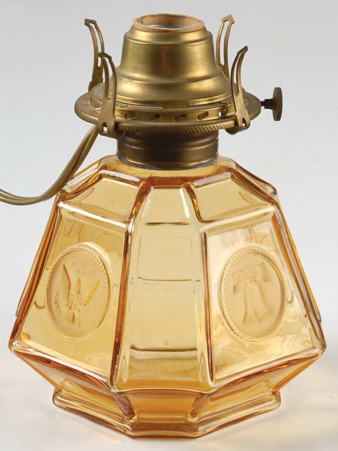 Coin Glass Amber Electric Coach Lamp, Base Only by Fostoria-1