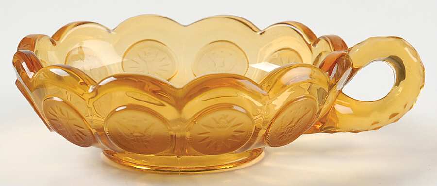 Coin Glass Amber Handled Nappy by Fostoria-1