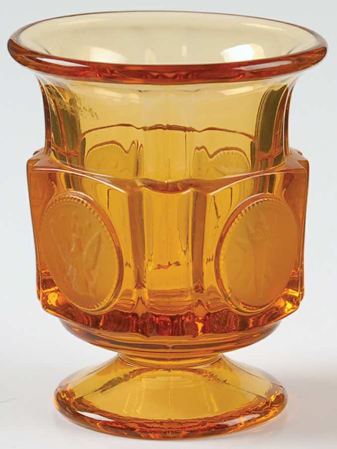 Coin Glass Amber Footed Cigarette Urn by Fostoria-1