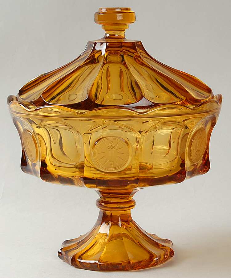 Coin Glass Amber Compote & Lid by Fostoria-1