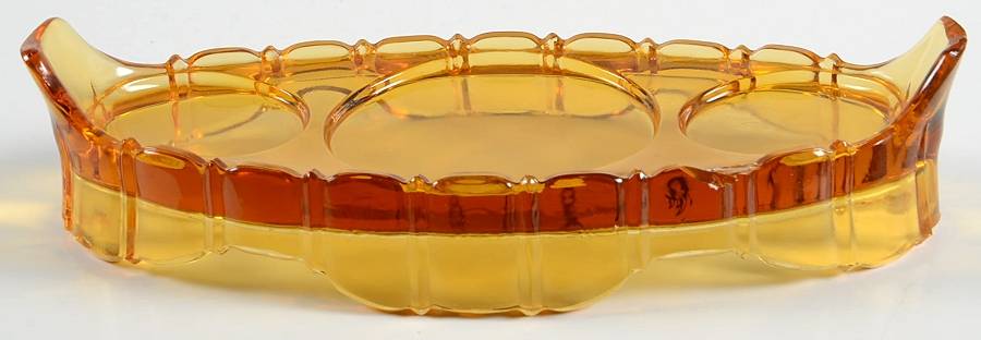 Coin Glass Amber Condiment Tray by Fostoria-1