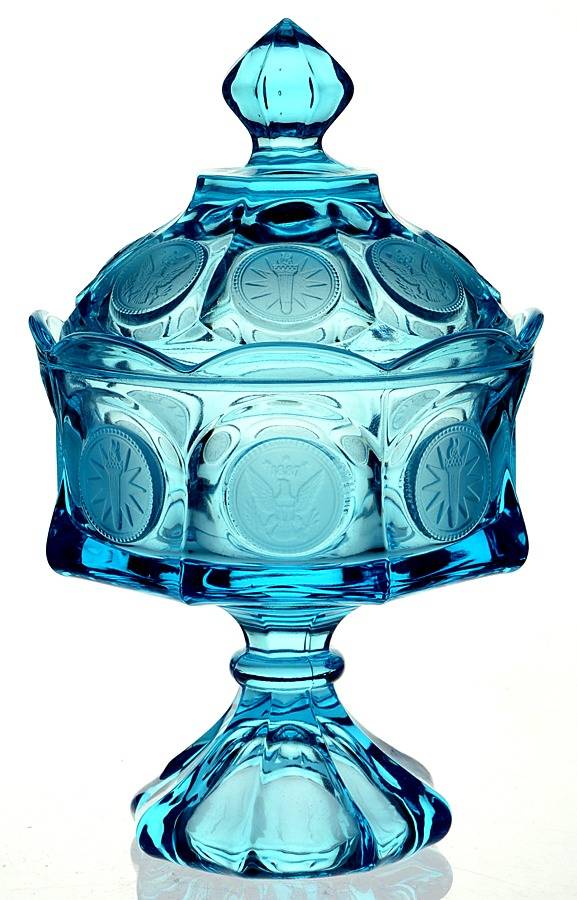 Coin Glass Dark Blue (Older) Wedding Bowl with Lid by Fostoria-1