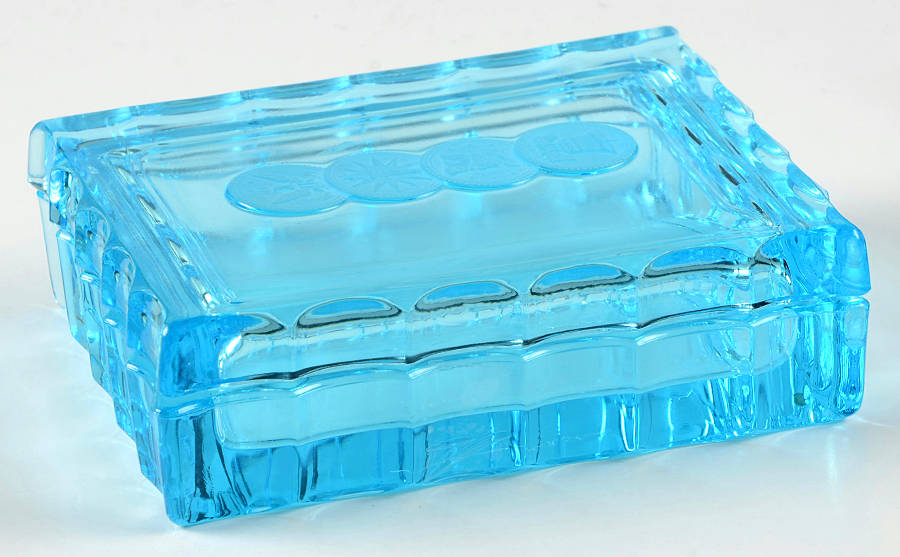 Coin Glass Dark Blue (Older) Cigarette Box & Lid by Fostoria-1