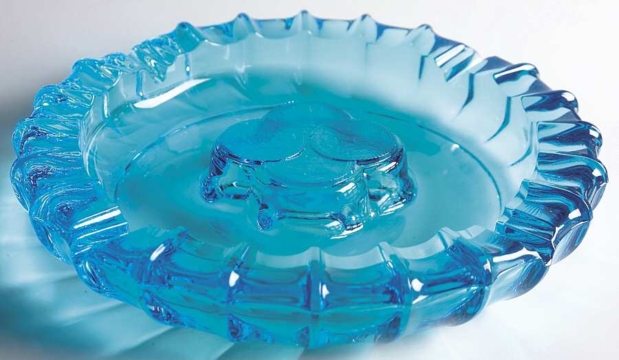 Coin Glass Dark Blue (Older) Double Ashtray by Fostoria-1