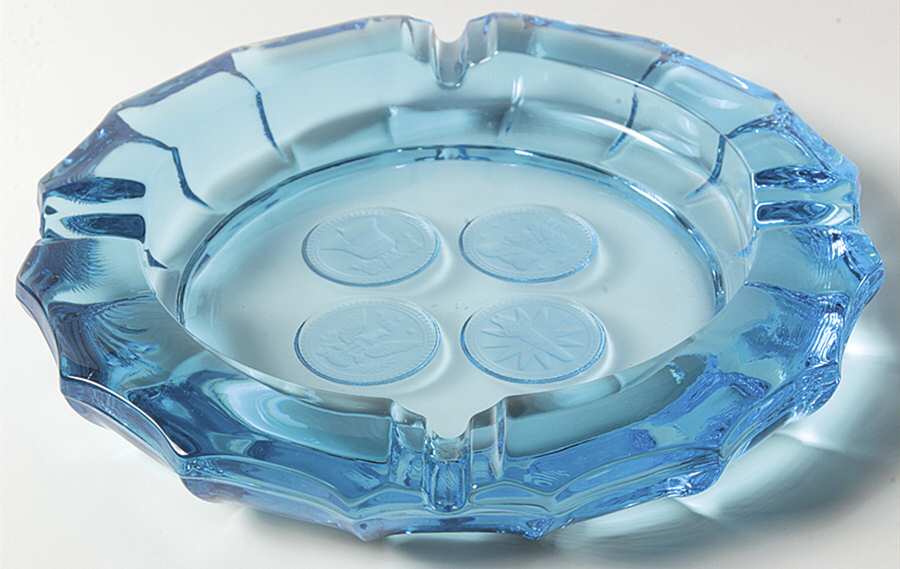 Coin Glass Dark Blue (Older) Double Ashtray by Fostoria-1