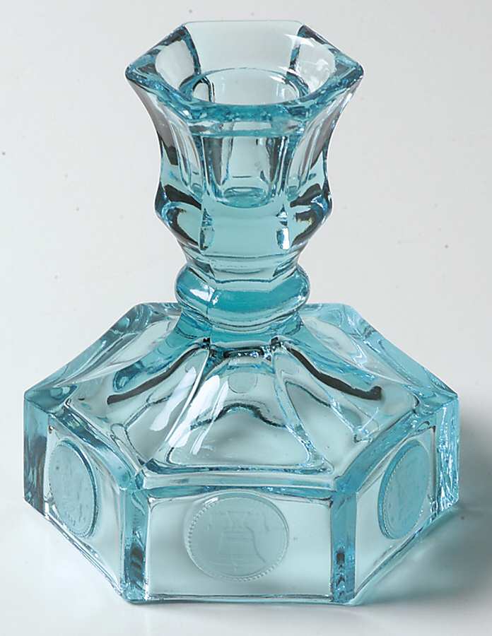 Coin Glass Dark Blue (Older) Single Light Candlestick by Fostoria-1