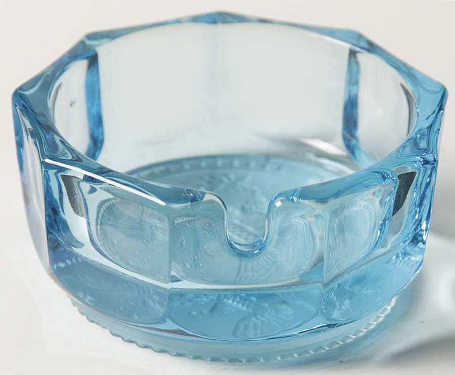 Coin Glass Dark Blue (Older) Ashtray Lid with Slot for Cigarette Holder by Fostoria-1