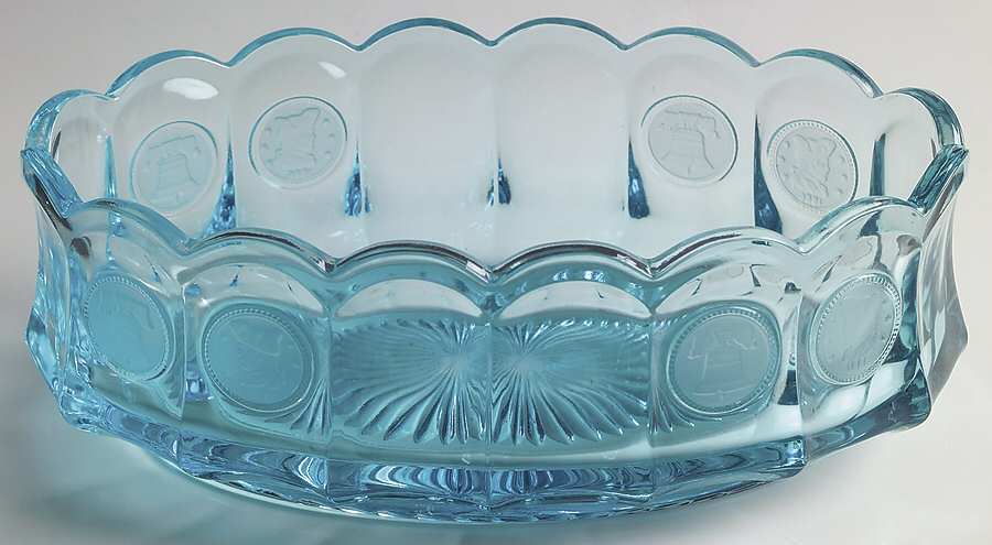 Coin Glass Dark Blue (Older) 9" Oval Bowl by Fostoria-1