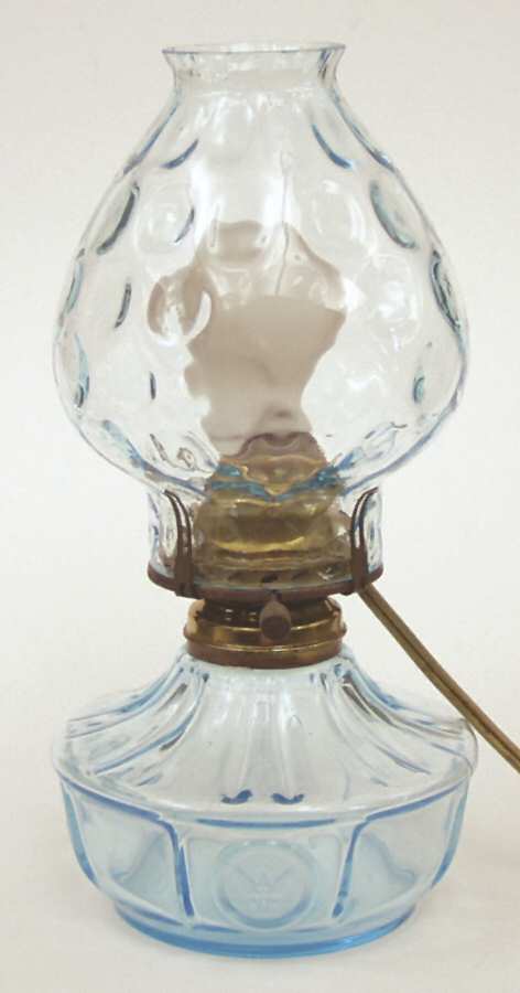 Coin Glass Dark Blue (Older) Electric Courting Lamp with Globe by Fostoria-1
