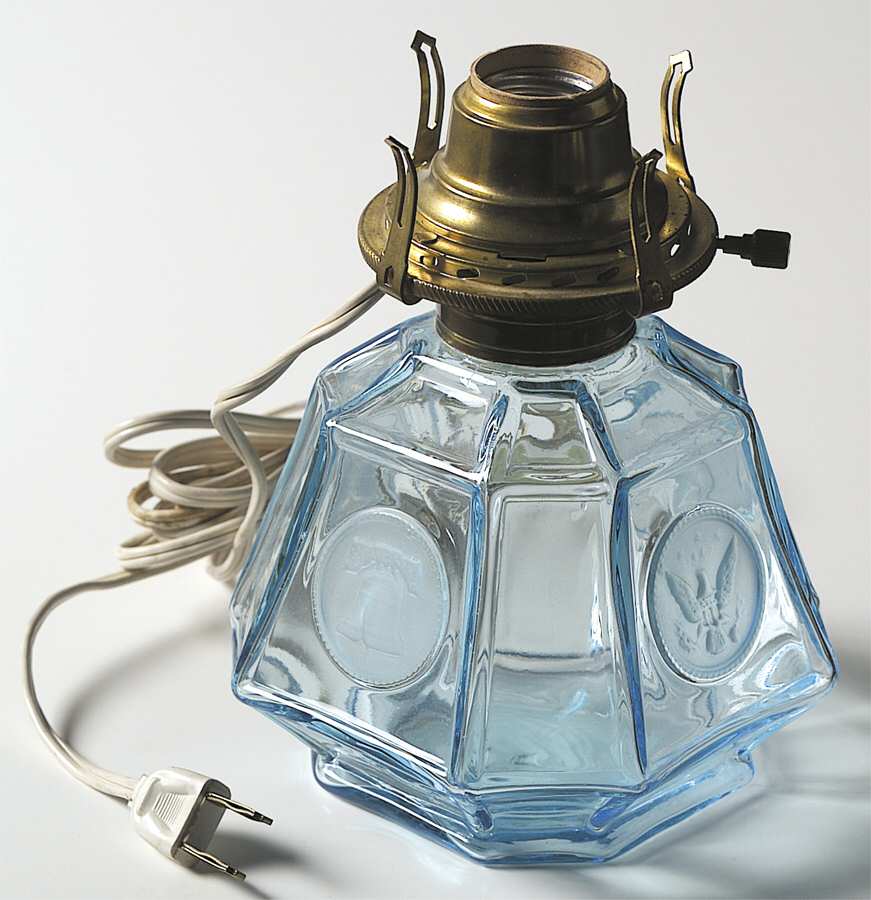 Coin Glass Dark Blue (Older) Oil Coach Lamp, Base Only by Fostoria-1