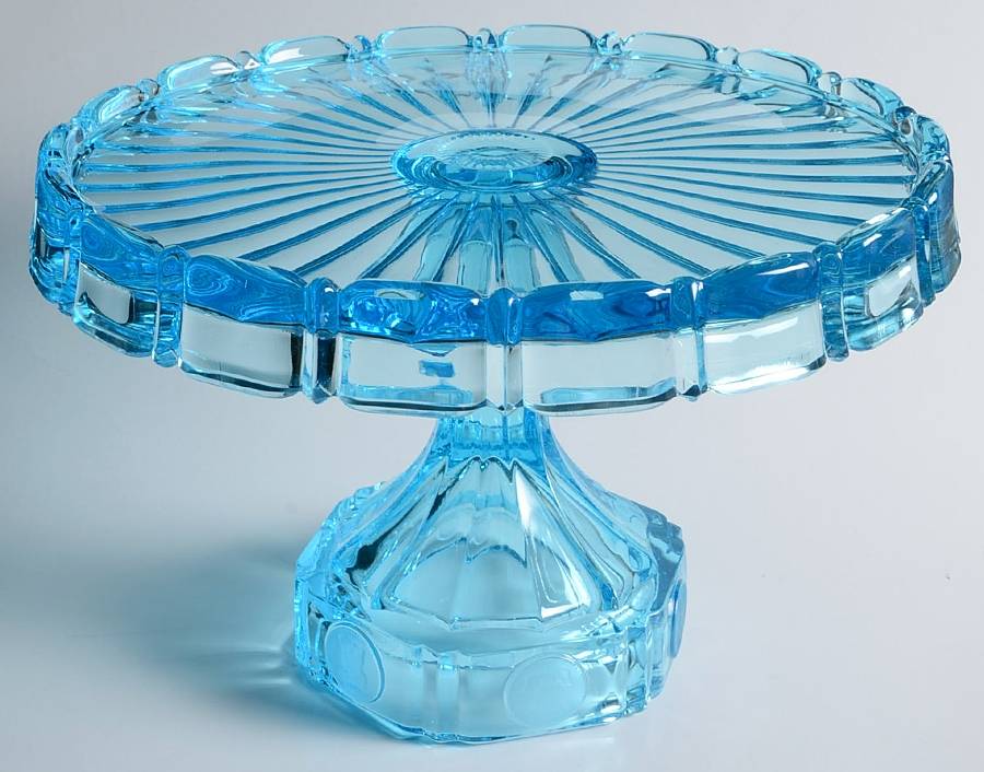 Coin Glass Dark Blue (Older) Round Cake Stand by Fostoria-1
