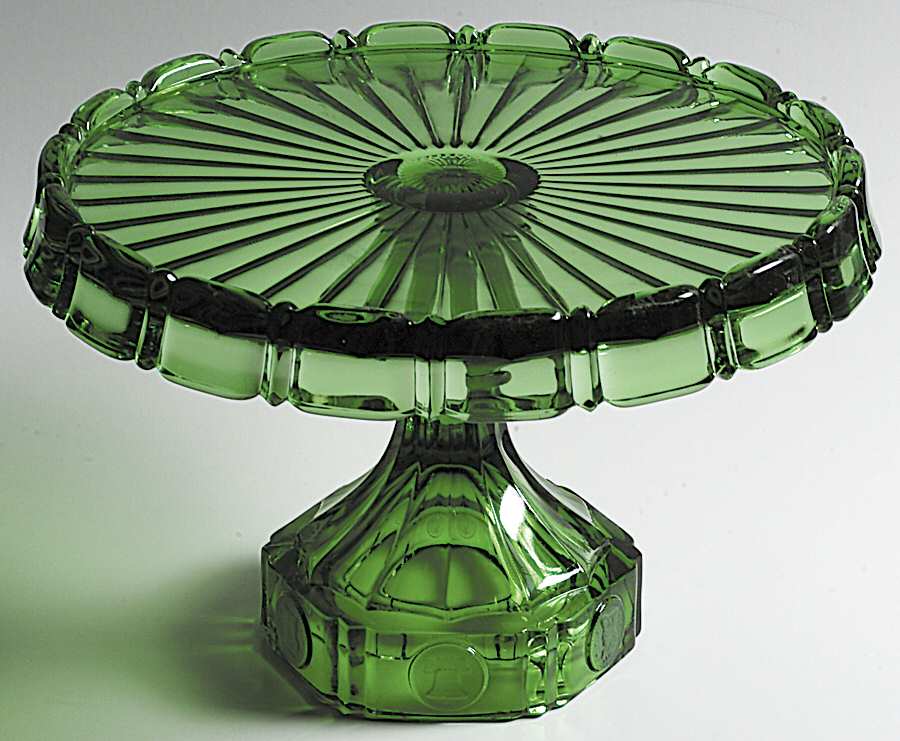 Coin Glass Emerald Green (Older, Stem 1372) Round Cake Stand by Fostoria-1