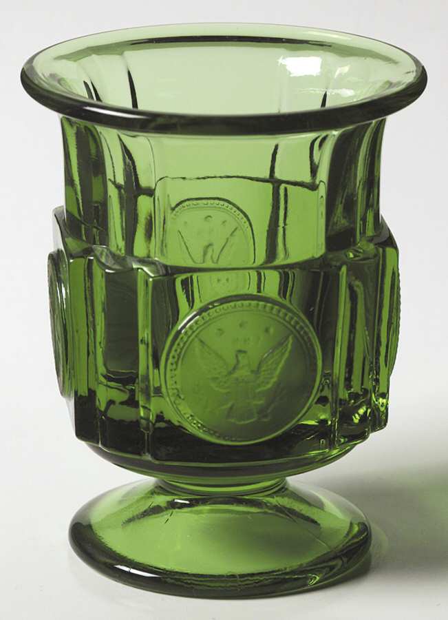 Coin Glass Emerald Green (Older, Stem 1372) Footed Cigarette Urn by Fostoria-1