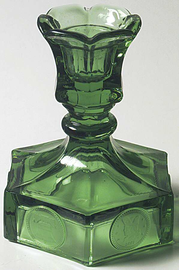 Coin Glass Emerald Green (Older, Stem 1372) Single Light Candlestick by Fostoria-1