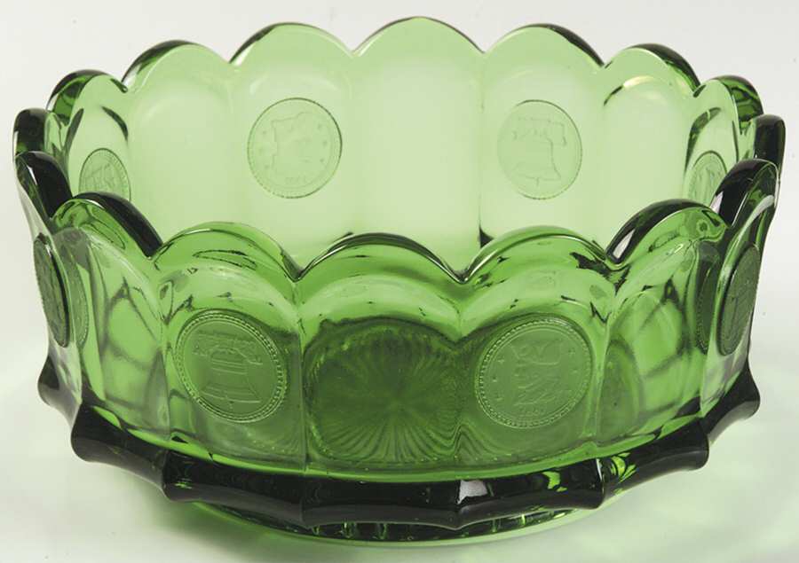 Coin Glass Emerald Green (Older, Stem 1372) 7" Round Bowl by Fostoria-1