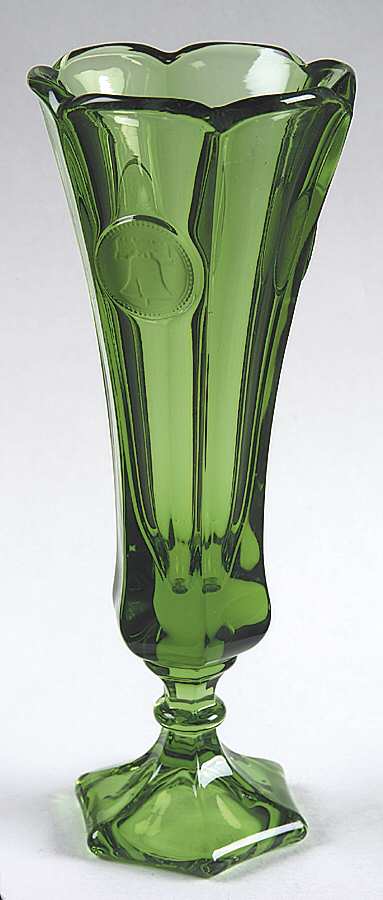 Coin Glass Emerald Green (Older, Stem 1372) Bud Vase by Fostoria-1