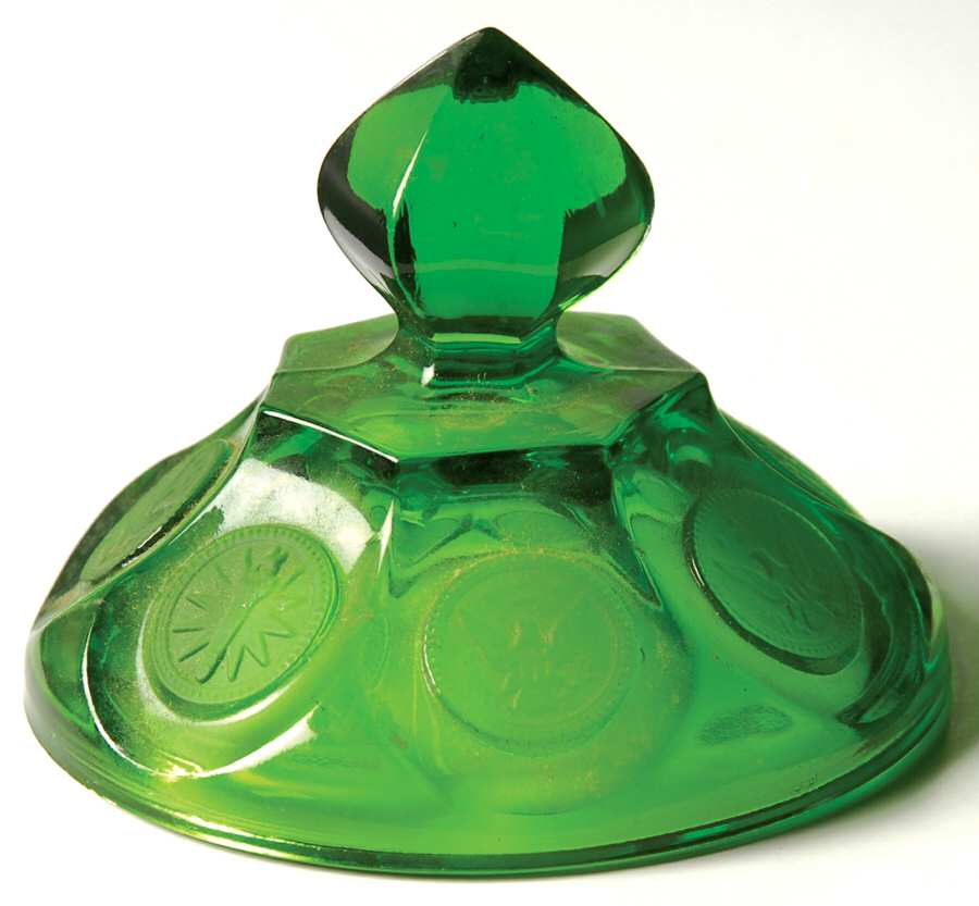 Coin Glass Emerald Green (Older, Stem 1372) Lid for Candy Dish by Fostoria-1