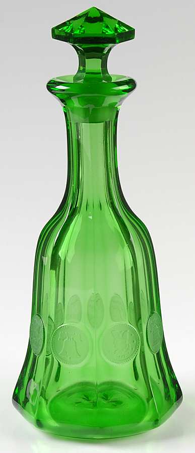 Coin Glass Emerald Green (Older, Stem 1372) Decanter & Stopper by Fostoria-1