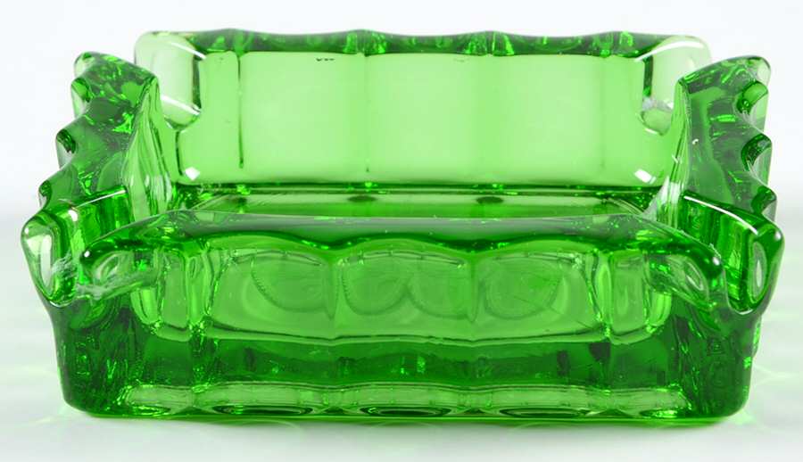Coin Glass Emerald Green (Older, Stem 1372) Ashtray by Fostoria-1