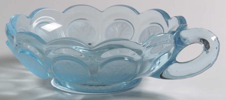 Coin Glass Light Blue (Newer) Handled Nappy by Fostoria-1