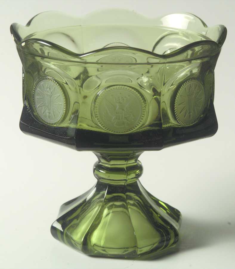 Coin Glass Olive Green Wedding Bowl, No Lid by Fostoria-1