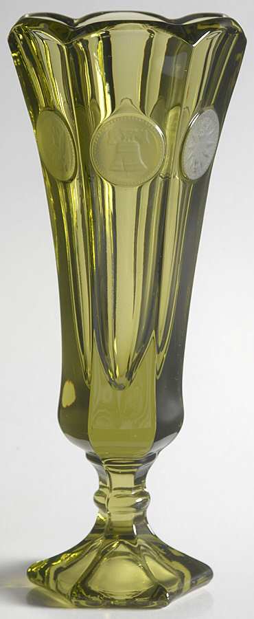 Coin Glass Olive Green Bud Vase by Fostoria-1