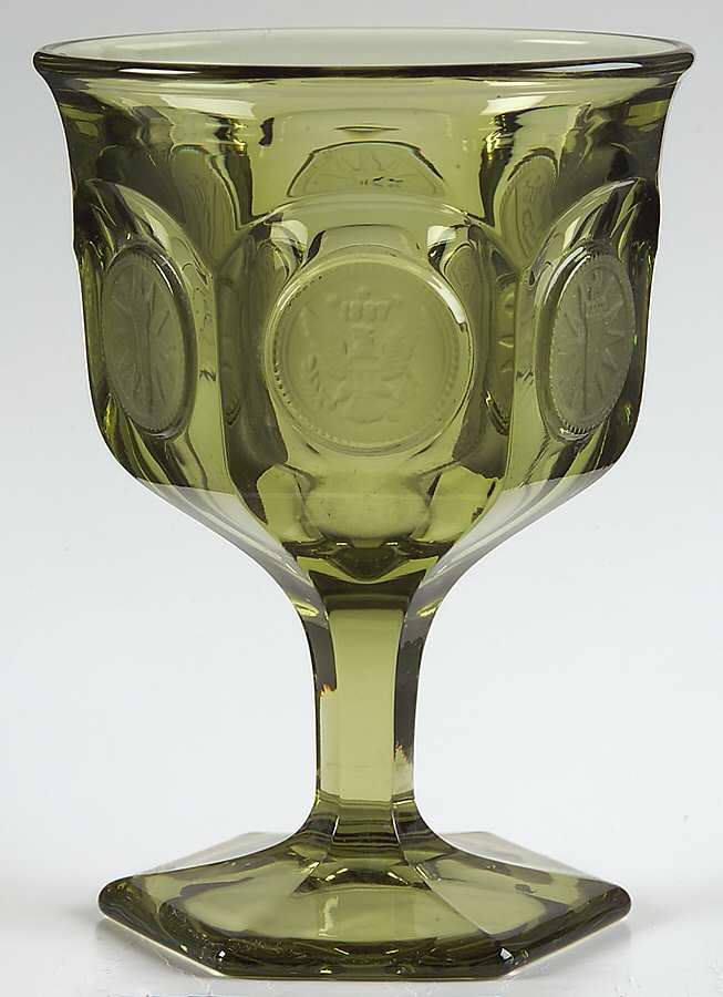 Coin Glass Olive Green Champagne/Tall Sherbet by Fostoria-1