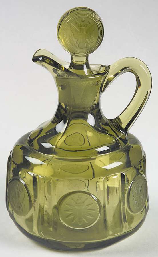Coin Glass Olive Green Cruet & Stopper by Fostoria-1
