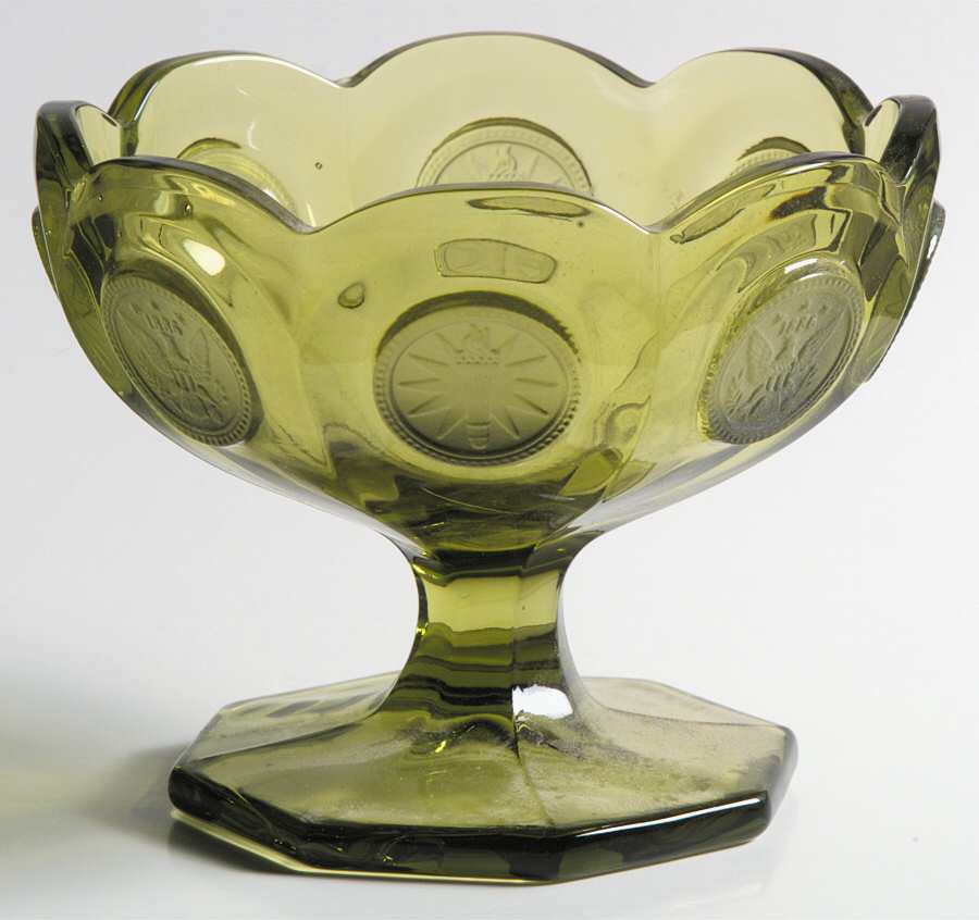 Coin Glass Olive Green Open Jam/Jelly by Fostoria-1