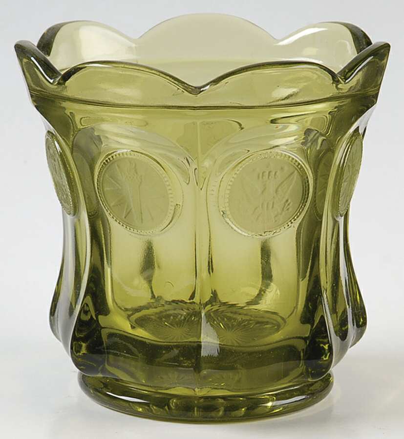 Coin Glass Olive Green Candy Dish No Lid by Fostoria-1