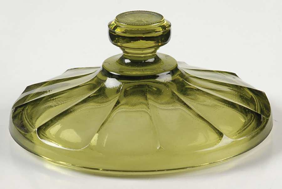 Coin Glass Olive Green Lid for Candy Box by Fostoria-1