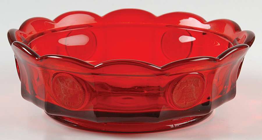 Coin Glass Ruby Candy Box No Lid by Fostoria-1