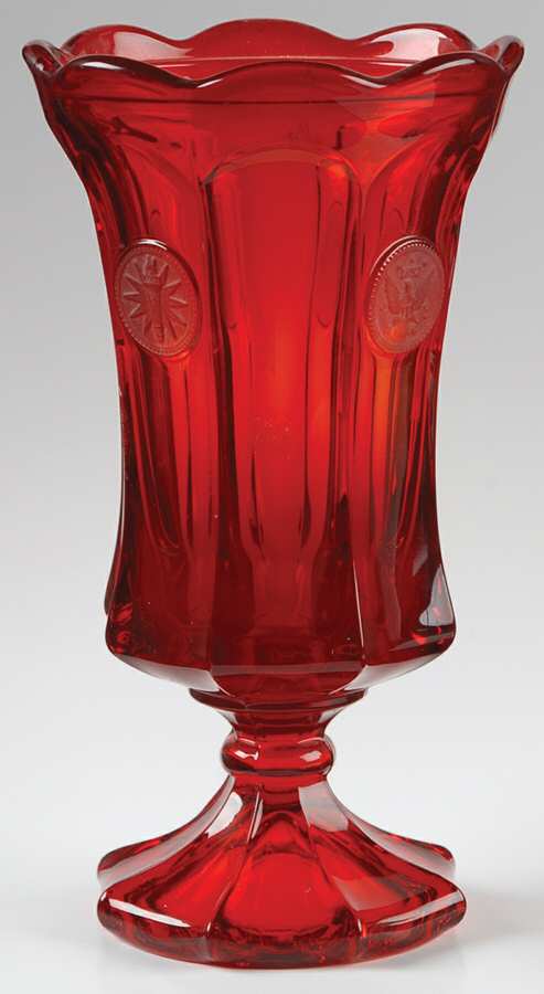 Coin Glass Ruby Footed Urn No Lid by Fostoria-1