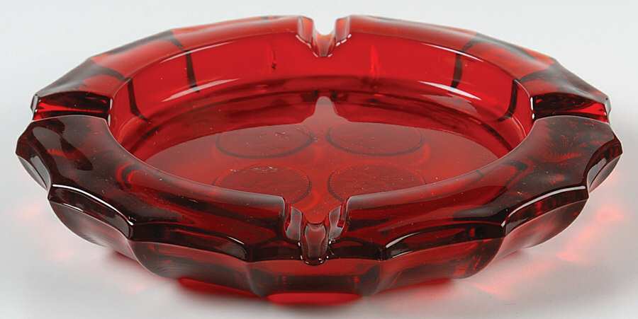 Coin Glass Ruby Double Ashtray by Fostoria-1