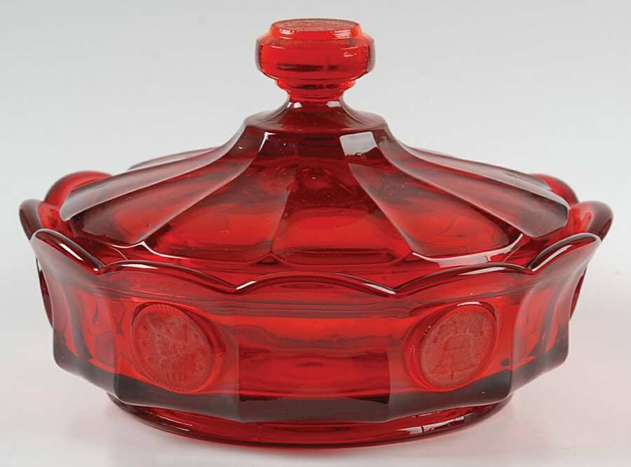 Coin Glass Ruby Candy Box & Lid by Fostoria-1