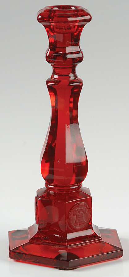 Coin Glass Ruby Tall Single Light Candlestick by Fostoria-1