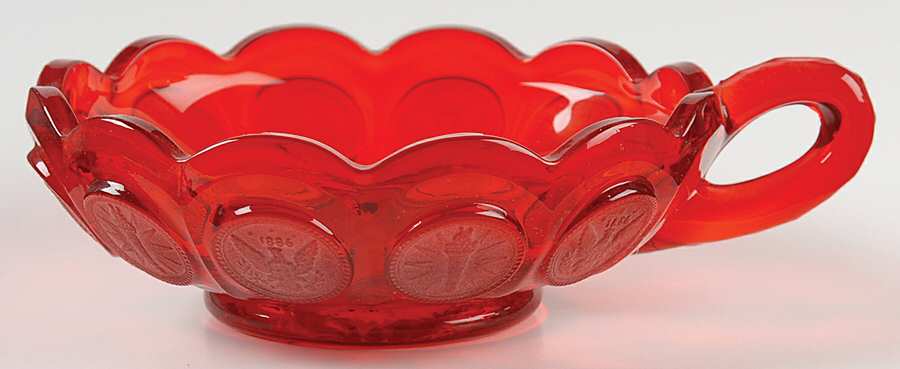 Coin Glass Ruby Handled Nappy by Fostoria-1