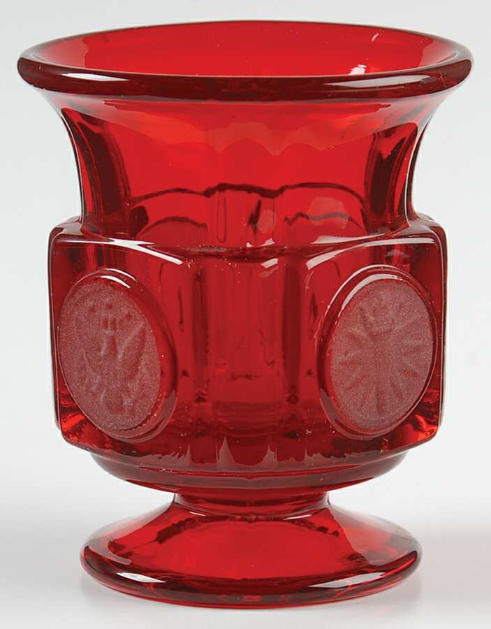 Coin Glass Ruby Footed Cigarette Urn by Fostoria-1